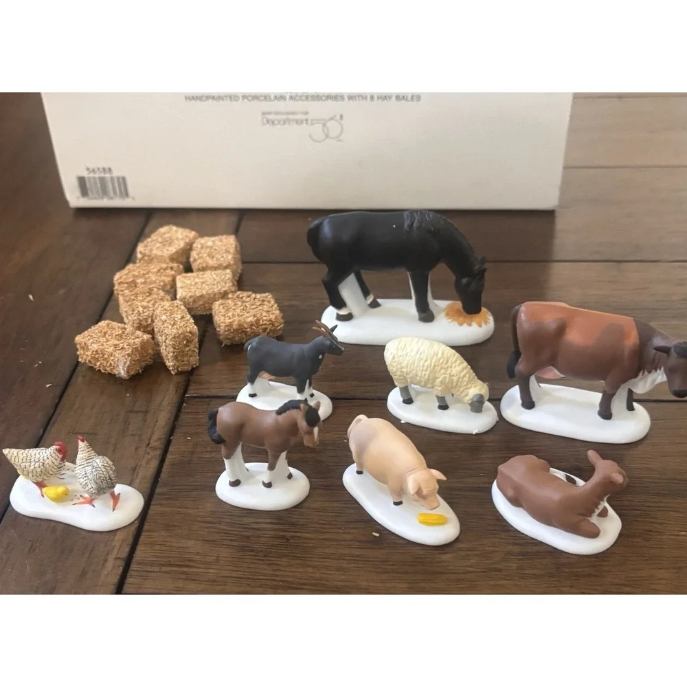 Dept 56 Farm Animals & Hay Bales Heritage Christmas in Original Box